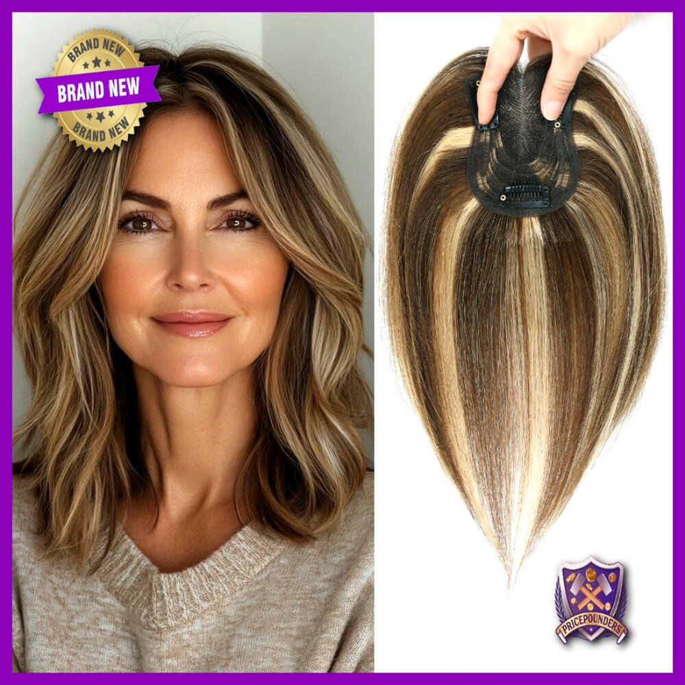Human Hair Topper Handmade Swiss Base Fluffy 10inch Hairpieces For Thinning Hair